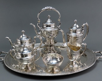 Stunning 7pc Set Towle Louis XIV Tea Set Crisp Pattern No Mono