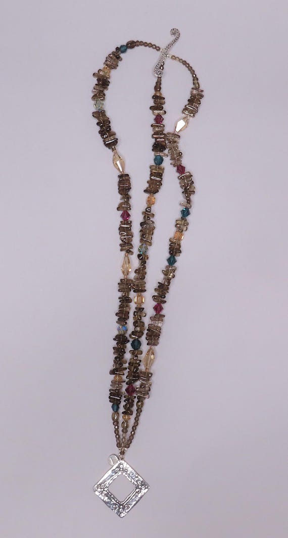 Great 3-Strand Beaded Necklace w/ Sterling Silver… - image 2