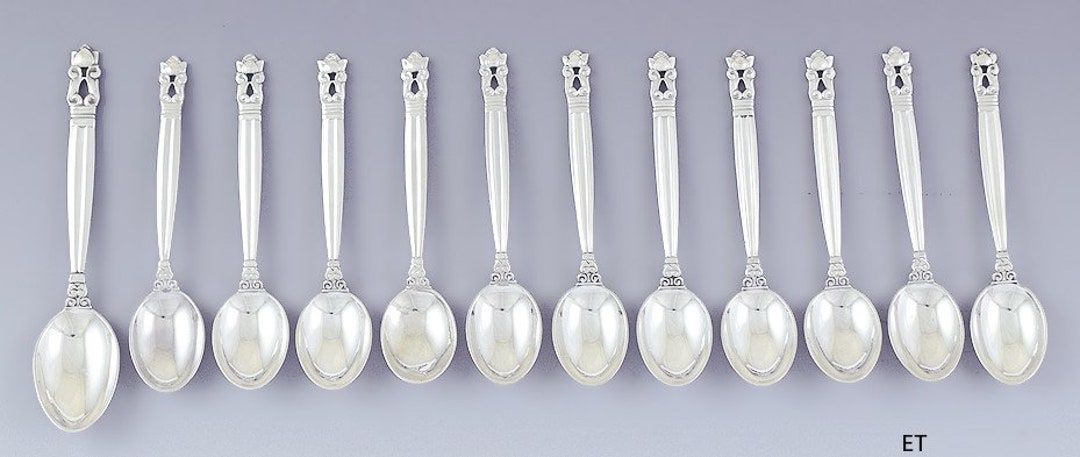 12 Vintage Georg Jensen Sterling Silver Acorn Demitasse Spoons - Etsy