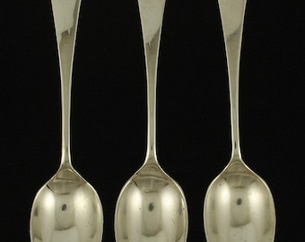 3 Vintage English Sterling Silver 18th Century Style Demitasse Spoons