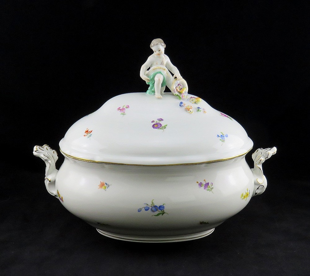 Large Perfect Meissen Scattered Flowers Soup Tureen 15 X10x12