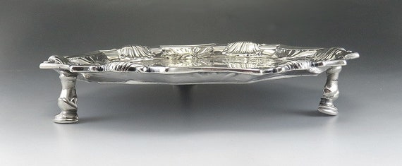 Antique 1740 English Georgian Sterling Silver Card Tray Salver