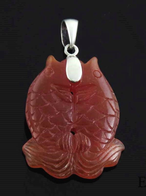 Wonderful Chinese Red Jadeite & Sterling Silver D… - image 1
