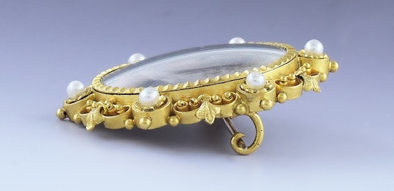 Superb Victorian 14k Gold Seed Pearl Miniature Pa… - image 2