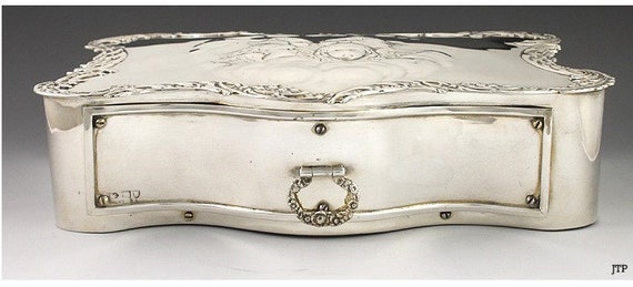 1900年製 英国製 スターリングシルバー ジュエリーボックス 