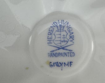 素敵なヘレンド 手描き花柄小物入れ キャンディ皿 花飾り付き 6170