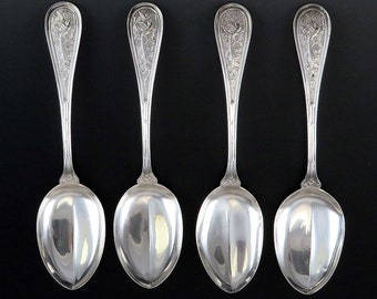 4 cucharas antiguas de plata esterlina de c1890 con forma de pomelo y cítricos de John Wednt