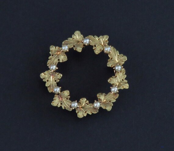 Antique Victorian 18K Yellow Gold and Natural Pea… - image 1