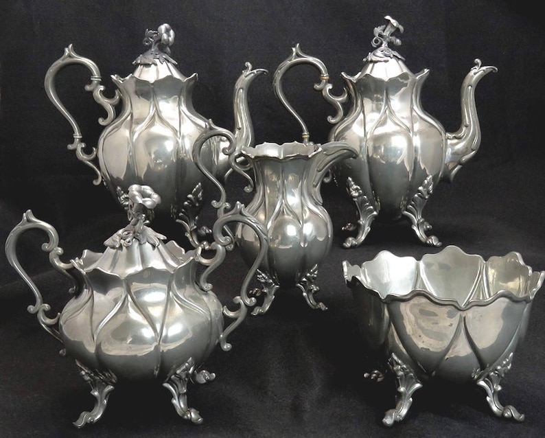 5pc Antique Reed & Barton 1780 Pewter Coffee / Tea Set Etsy