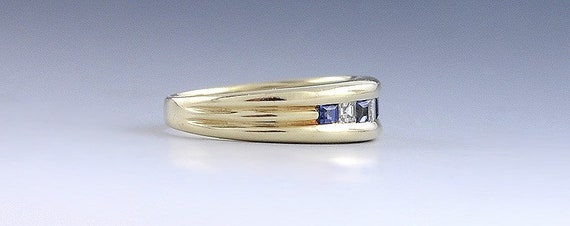 Brilliant 14k Yellow Gold Diamond Blue Sapphire S… - image 3