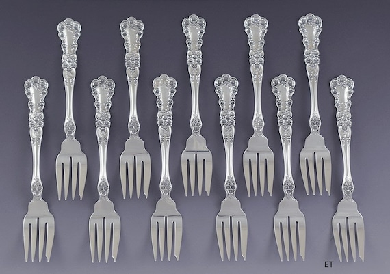 11 Antique Gorham Buttercup 1899 Sterling Silver Place Salad Forks 6 3 8 Etsy