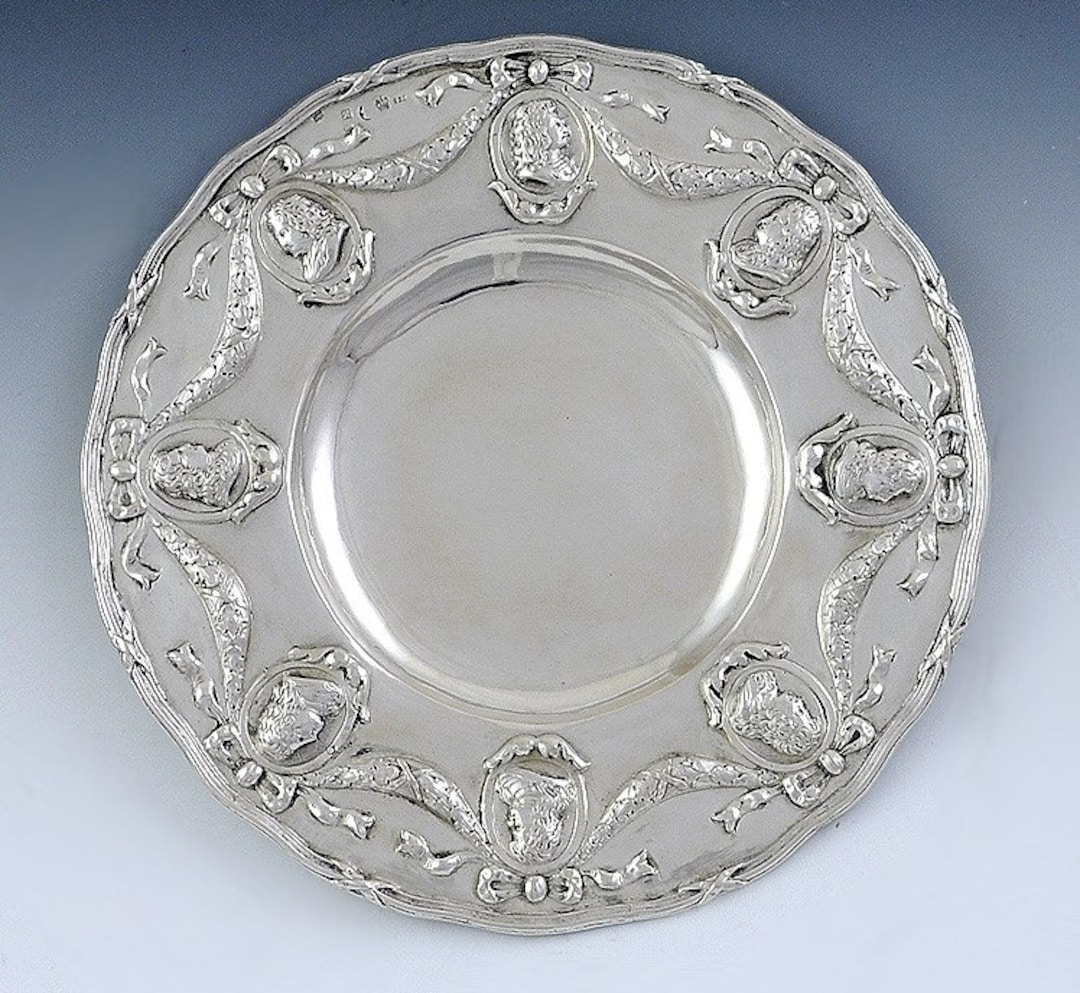 Antique C1890 German 800 Silver Louis XV Style Medallion Dish