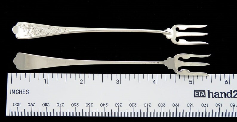 8 Antique 19th Century Sterling Silver Wood /& Hughes CocktailSeafood Forks