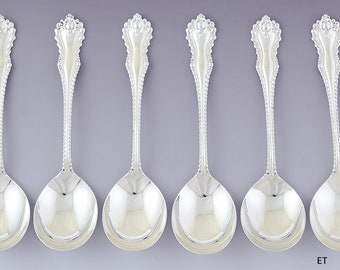 Rare set 6 Dominick & Haff Sterling Silver Mazarin Gumbo Soup Spoons