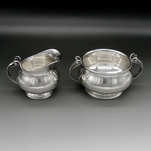 Vintage Cohr Danish Sterling Silver Arts & Crafts Tea Creamer Sugar Bowl NO MONO image 1