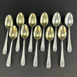 Rare Set 11 Gorham Sterling Silver Hamilton Engraved Demitasse Coffee Spoons