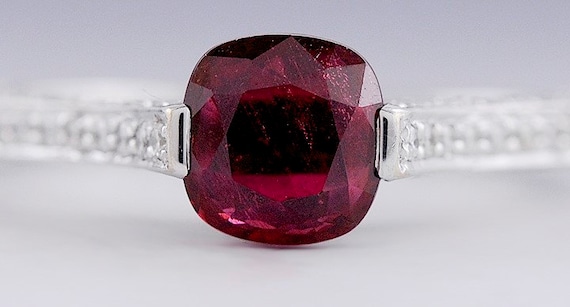 Fascinated ~1ct Ruby & Diamond 18K White Gold Ring - image 2