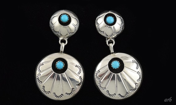 Paire De Boucles D'Oreilles Pendantes En Argent Massif Vintage - Fermoir Clips - Occasion Très Bon État