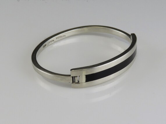 Vintage 1980s Mexican Sterling Silver Black Strip… - image 3