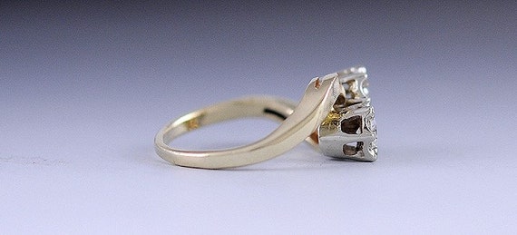 Beautiful Bypass Setting 14K Yellow & White Gold … - image 3