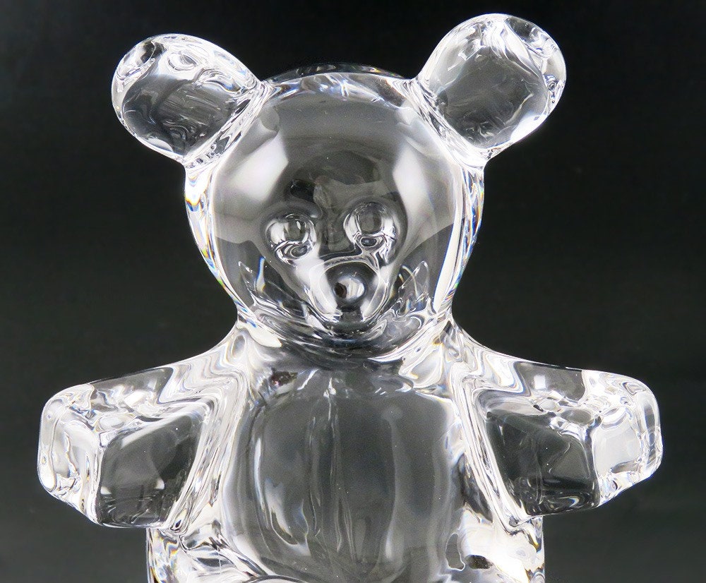 Vintage Daum France Crystal Glass Teddy Bear Paperweight/figurine