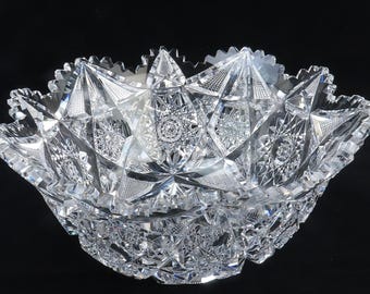 "Auffällige signierte Libbey American Brilliant Period Cut Glass 10 ""Schüssel."