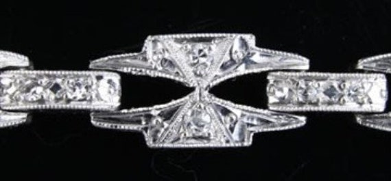 Fine Ladies Platinum & Diamond Lafond Art Deco Wr… - image 6