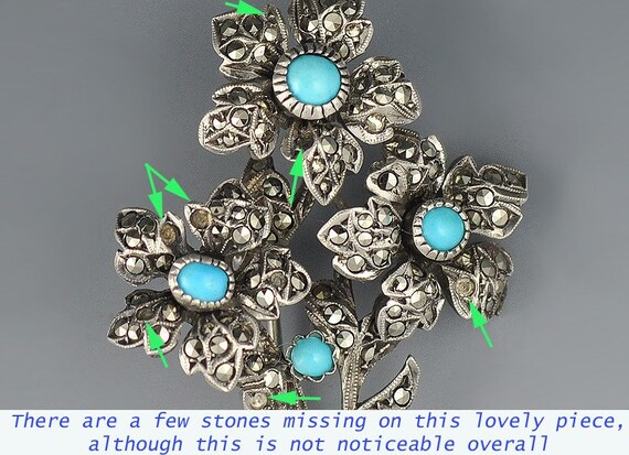 Shimmering Floral Bouquet Sterling Silver and Mar… - image 5
