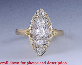 c1910s Edwardian Gorgeous 18K Gold Filigree & Multi Diamond Ring ~1/2 Carat