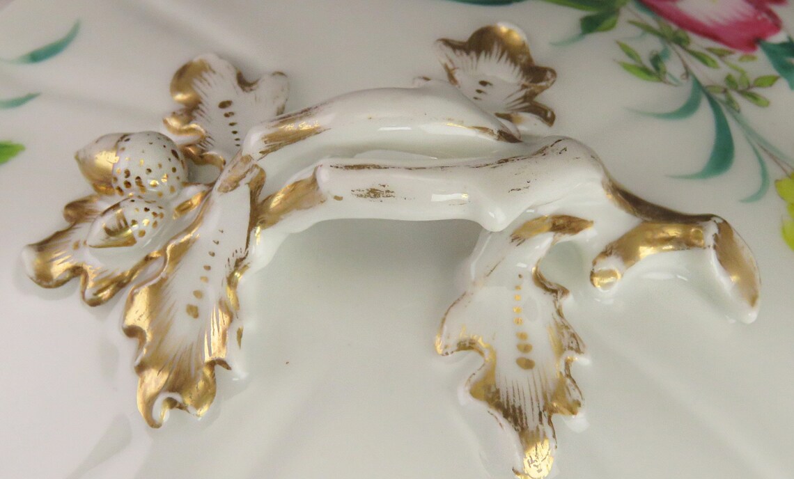 Antique C1850 Paris Porcelain Fine China Gold & Painted Flower Etsy