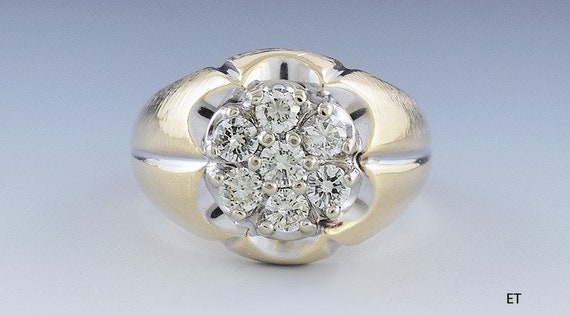 Attractive 14k Gold & 1-1.5ct Diamond Cluster Ring - Etsy