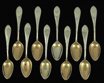 10 Gorham Palm 1871 Sterling Silver Coffee Chocolate Spoons 4 7/8"