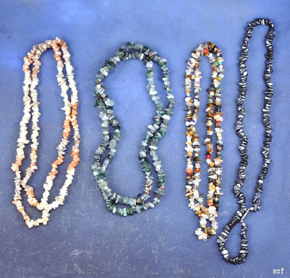 Tumbled Stone Necklaces Hematite Moss Agate Turquoise