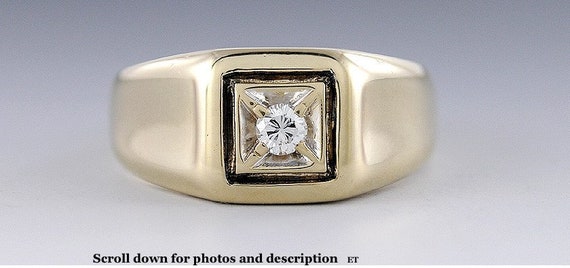 Striking Modern 14K Yellow Gold Diamond Ring Size… - image 1