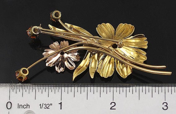 14K Yellow Gold Retro Bow Brooch with Citrine Center Stone