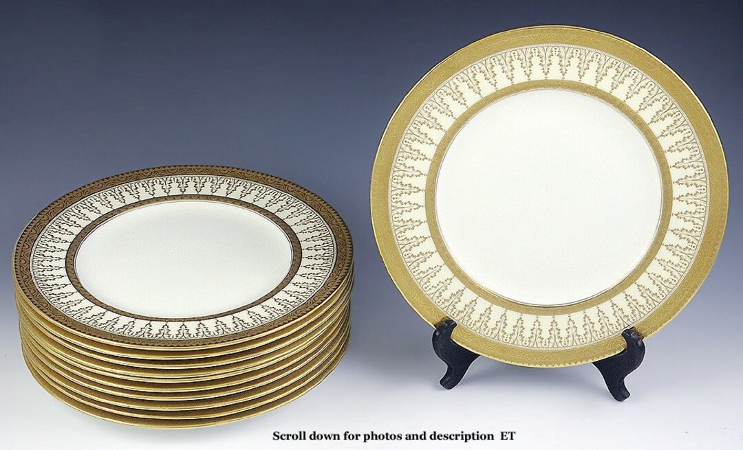 Superb Set 11 1900-1930 Cauldon Tiffany Co Gilded 10 1/2