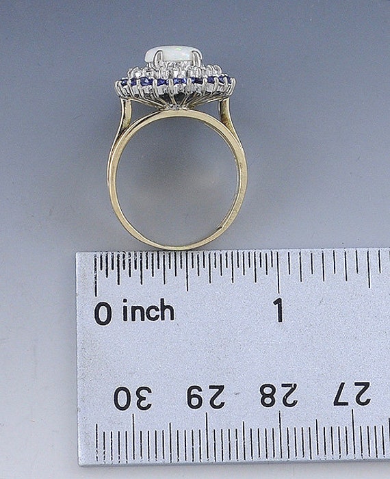 Dazzling 14k Gold Opal Sapphire & Diamond Double … - image 5