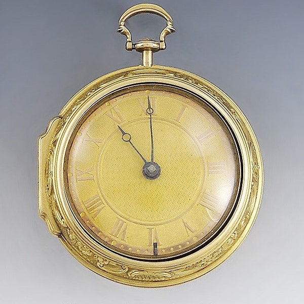 1753 20k Gold English Pair Case Fusee Pocket Watch By Daniel Vauguion