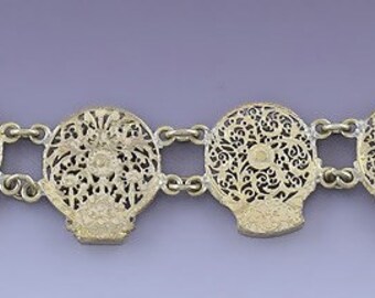 Fantastiskt Antikt Fusee Fickur Platta Filigran Steampunk Armband