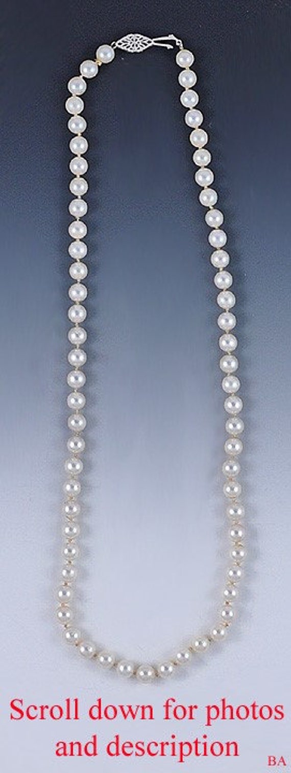 Pretty Individually Knotted Strand of Pearls 14K W