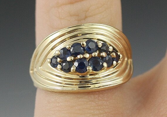 14K Yellow Gold .50CT Blue Sapphire Band Ring Siz… - image 5