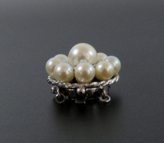 High Quality 14k White Gold Pearl Cluster Clasp f… - image 6