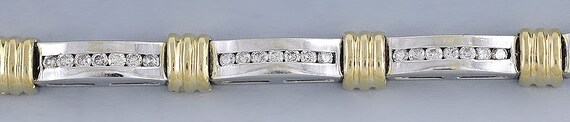 Attractive 2-Tone 14k Gold & Channel Set ~1ct Dia… - image 3