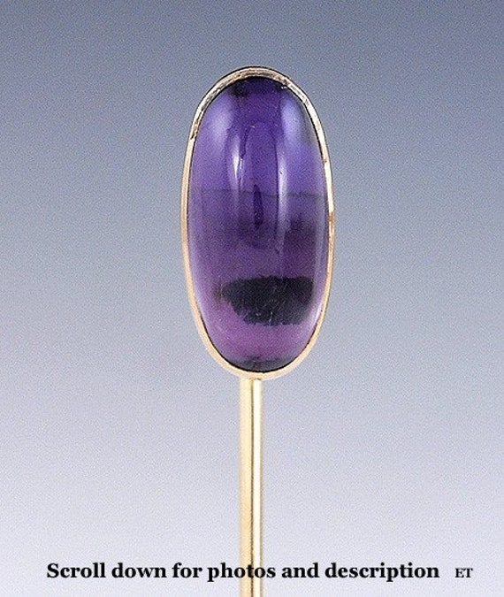 c1910s-1930s Krementz Amethyst & 14k Gold Stickpin - image 1