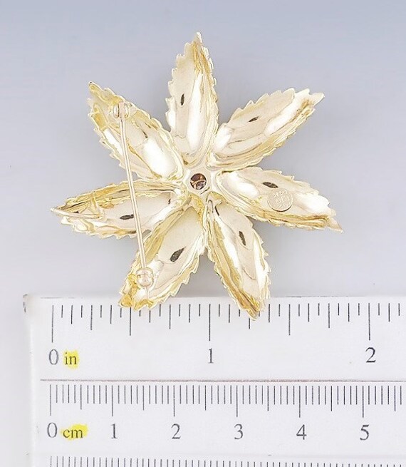 Beautiful 14k Yellow Gold Ruby & Diamond Flower P… - image 3