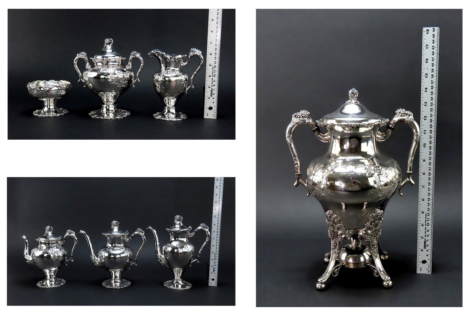C1890s Fantastic Barbour / Int'l Silver Plate 7pc Grape Vine