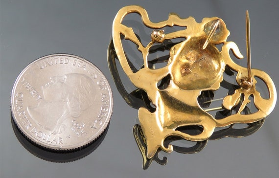 Elegant 14k Gold Art Nouveau Style Woman Pin / Br… - image 3
