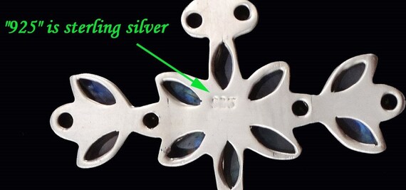 Amazing Necklace of Sterling Silver Cross w/ Peri… - image 4