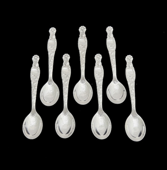 希少なセット 7 ホワイティング スターリングシルバー 紋章デミタス