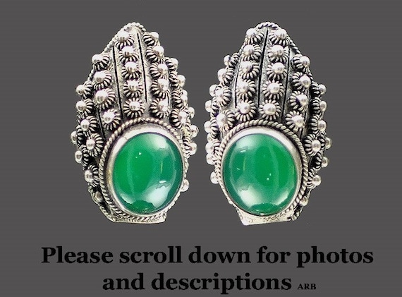 Stunning Vintage Italian Silver and Green Chrysop… - image 1